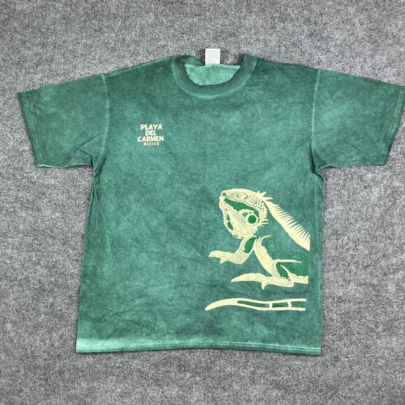 Mr. Buho T-Shirt Mens 2XL Green Playa Del Carmen Iguana Graphic Mexico Tourist - Picture 2 of 7
